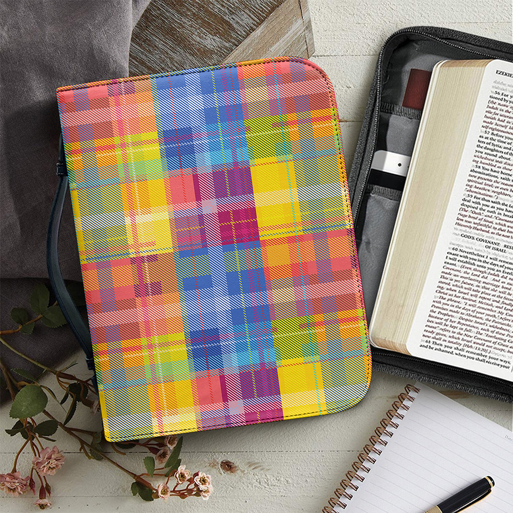 Rainbow Plaid Pattern Print Leather Bible Cover