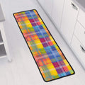 Rainbow Plaid Pattern Print Long Kitchen Mat