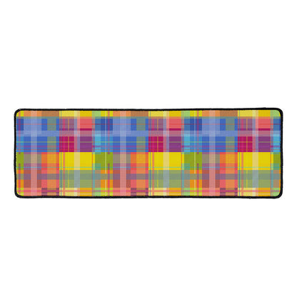 Rainbow Plaid Pattern Print Long Kitchen Mat