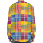 Rainbow Plaid Pattern Print Long Sleeve Baseball Jersey