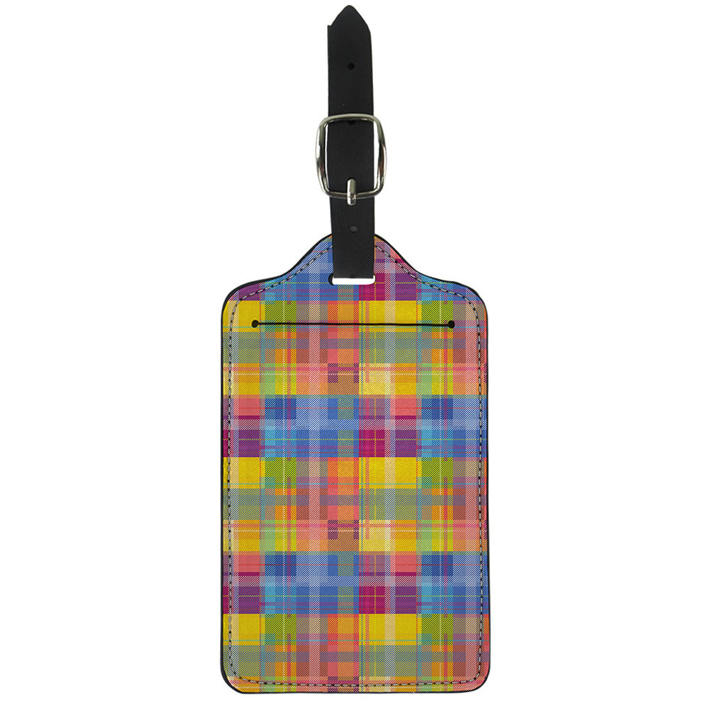 Rainbow Plaid Pattern Print Luggage Tag