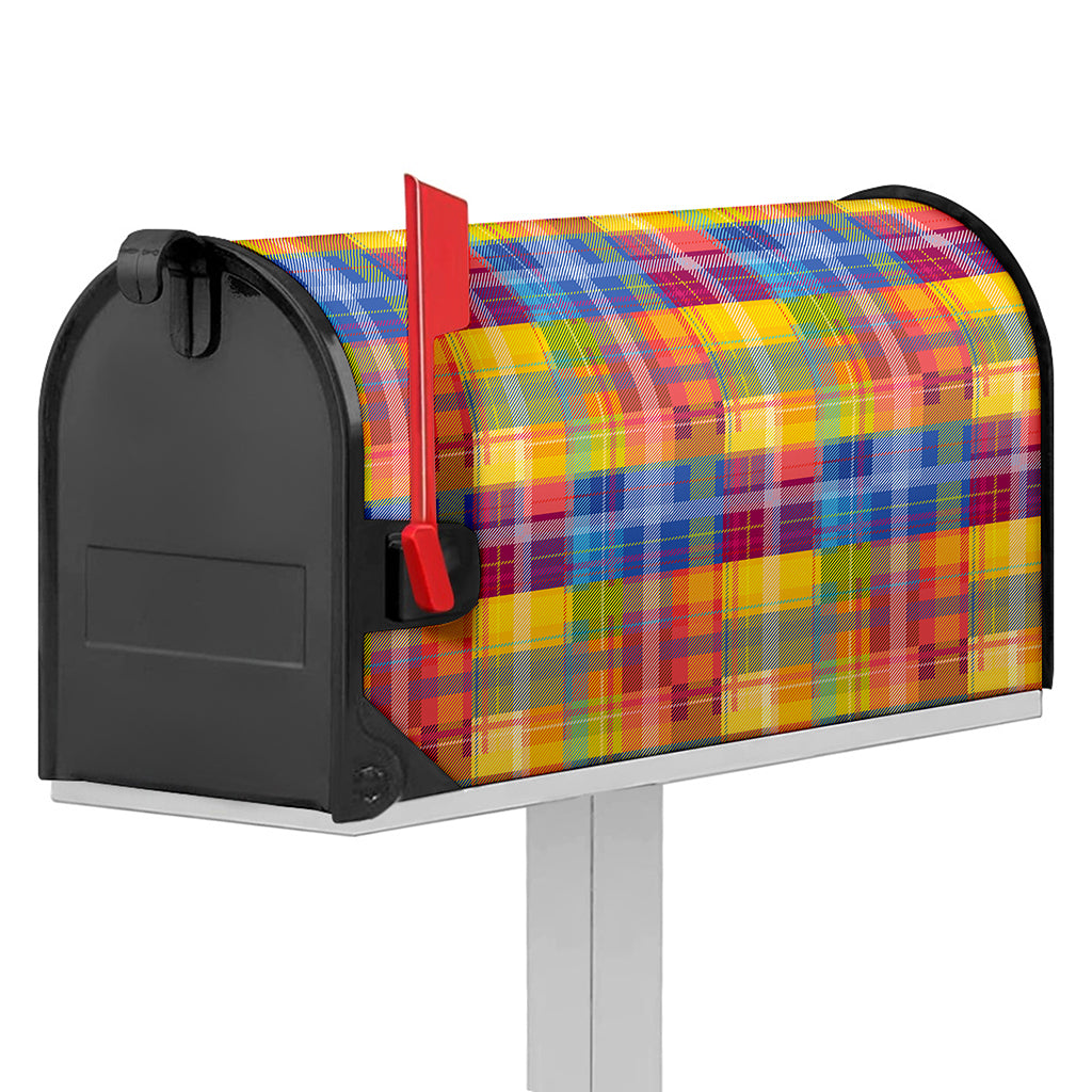 Rainbow Plaid Pattern Print Mailbox Cover