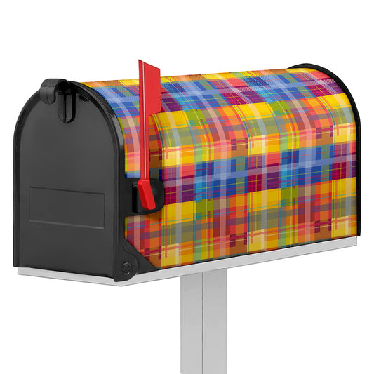 Rainbow Plaid Pattern Print Mailbox Cover