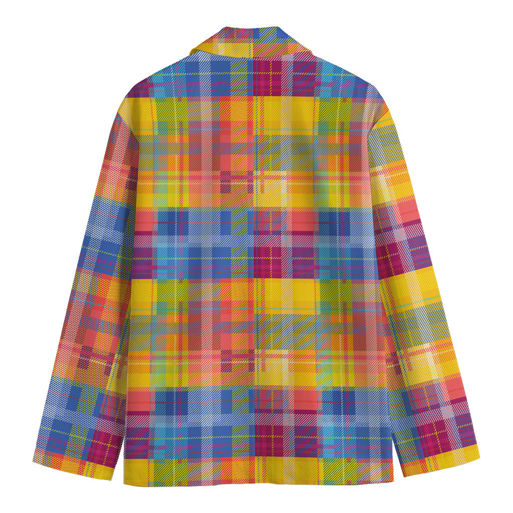 Rainbow Plaid Pattern Print Men's Blazer