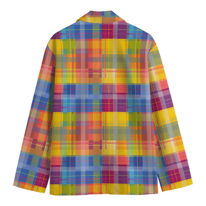 Rainbow Plaid Pattern Print Men's Blazer