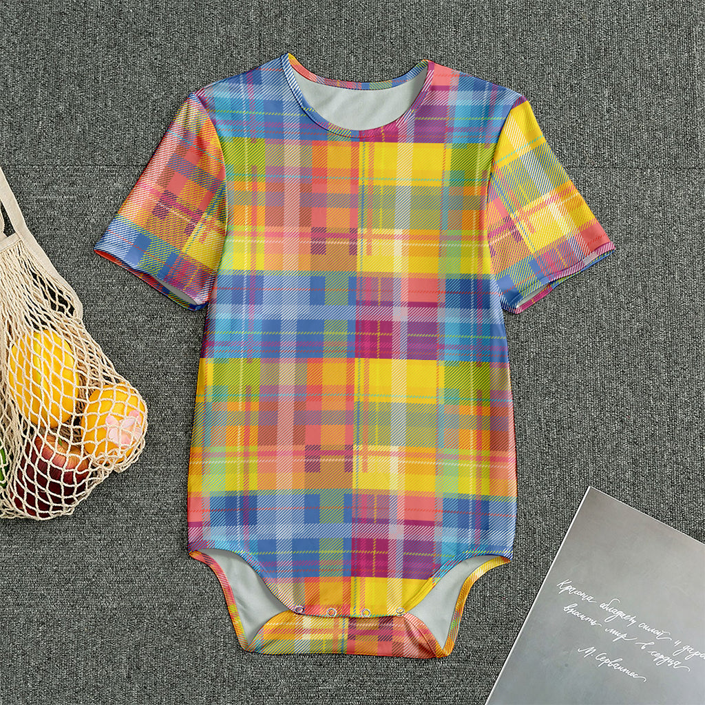 Rainbow Plaid Pattern Print Men's Bodysuit