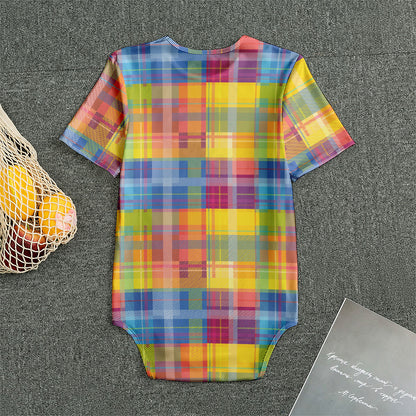 Rainbow Plaid Pattern Print Men's Bodysuit