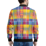 Rainbow Plaid Pattern Print Men's Bomber Jacket