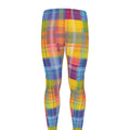 Rainbow Plaid Pattern Print Men's Leggings