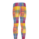 Rainbow Plaid Pattern Print Men's leggings