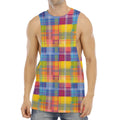 Rainbow Plaid Pattern Print Men's Muscle Tank Top