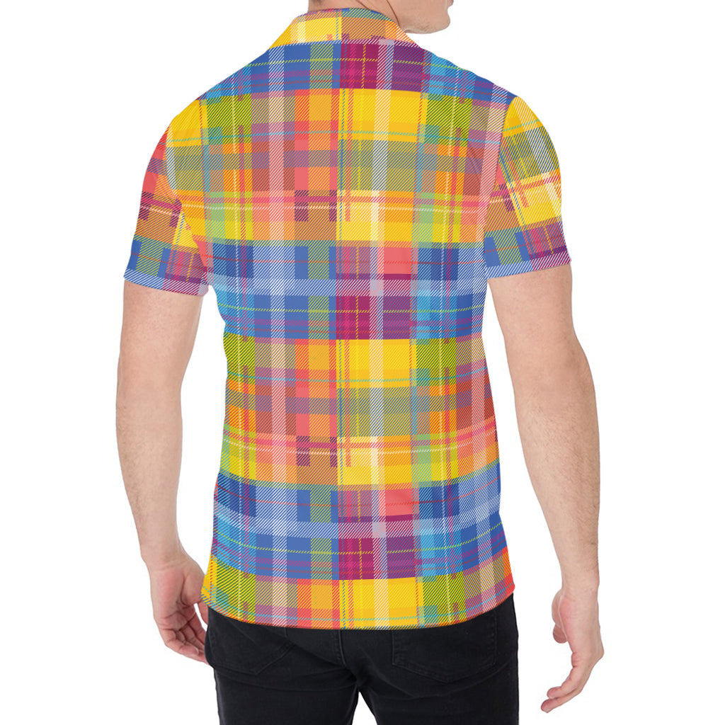 Rainbow Plaid Pattern Print Men's Shirt