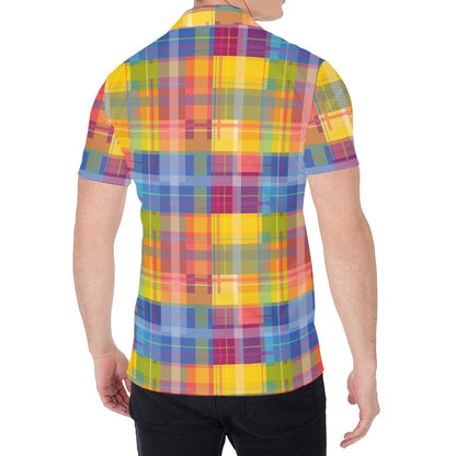 Rainbow Plaid Pattern Print Men's Shirt