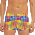 Rainbow Plaid Pattern Print Men's Short Boxer Briefs