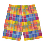 Rainbow Plaid Pattern Print Men's Swim Trunks
