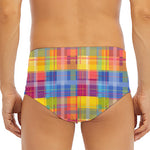 Rainbow Plaid Pattern Print Men's Triangle Swim Briefs
