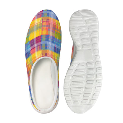 Rainbow Plaid Pattern Print Mesh Casual Shoes