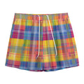 Rainbow Plaid Pattern Print Mesh Shorts
