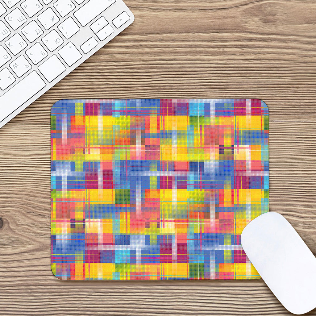 Rainbow Plaid Pattern Print Mouse Pad