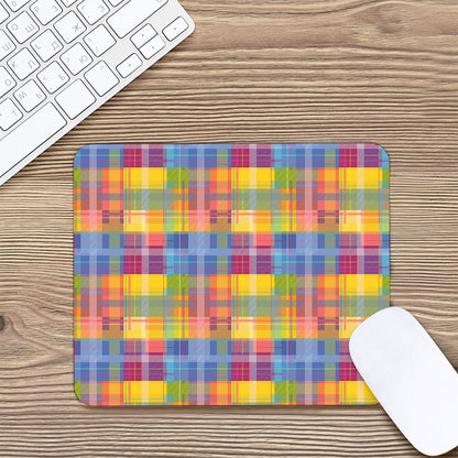 Rainbow Plaid Pattern Print Mouse Pad