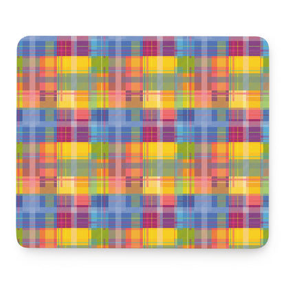 Rainbow Plaid Pattern Print Mouse Pad
