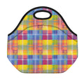 Rainbow Plaid Pattern Print Neoprene Lunch Bag