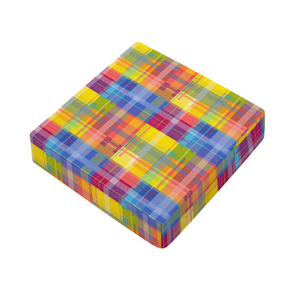 Rainbow Plaid Pattern Print Outdoor Seat Cushion Cover