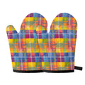 Rainbow Plaid Pattern Print Oven Mitts