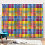 Rainbow Plaid Pattern Print Pencil Pleat Curtains