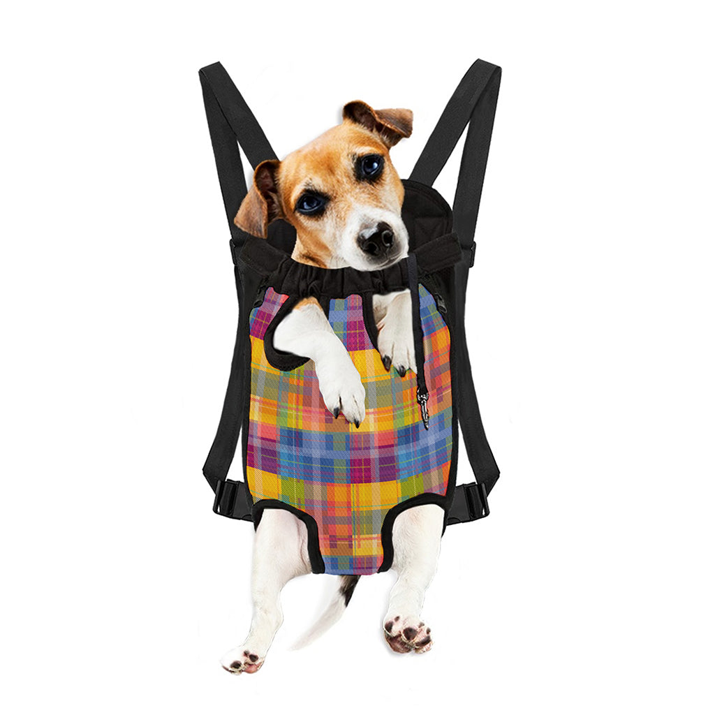Rainbow Plaid Pattern Print Pet Carrier Backpack