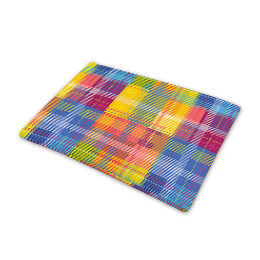 Rainbow Plaid Pattern Print Pet Cooling Mat Cover
