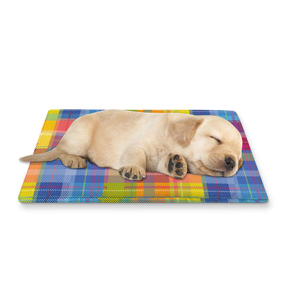 Rainbow Plaid Pattern Print Pet Cooling Mat Cover