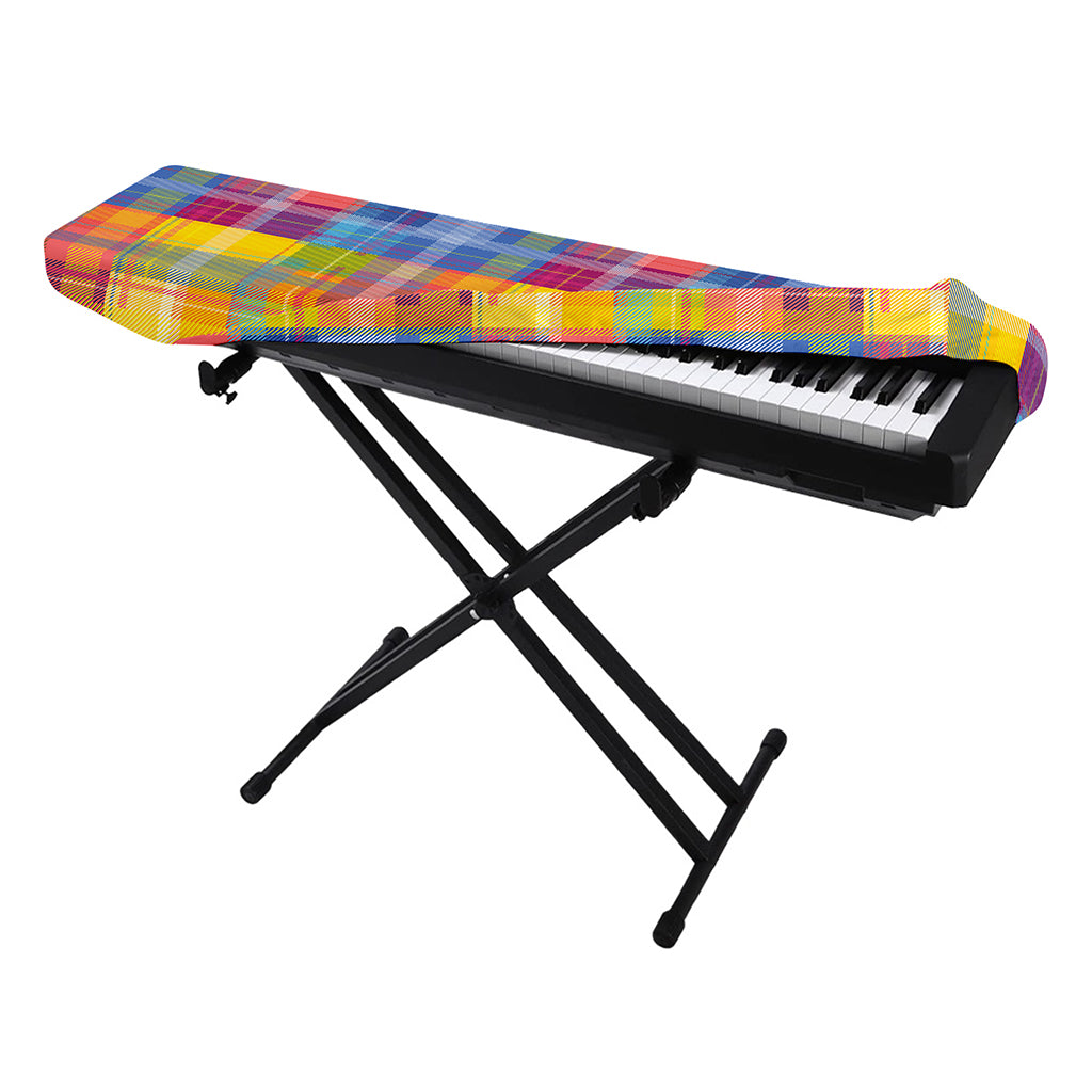 Rainbow Plaid Pattern Print Piano Keyboard Cover