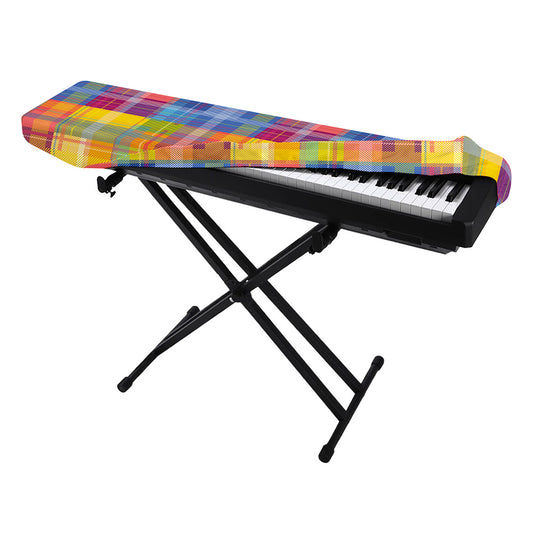 Rainbow Plaid Pattern Print Piano Keyboard Cover