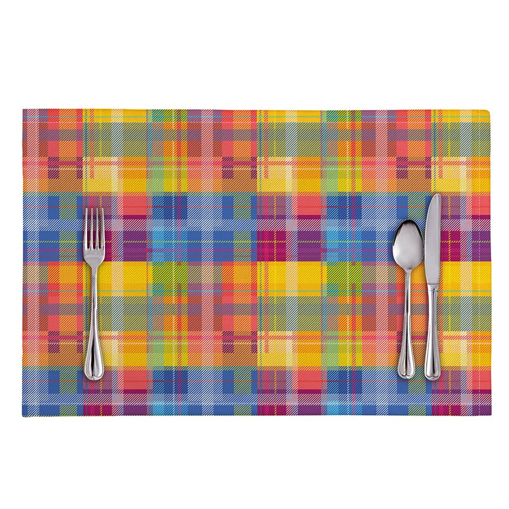 Rainbow Plaid Pattern Print Placemat