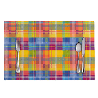 Rainbow Plaid Pattern Print Placemat