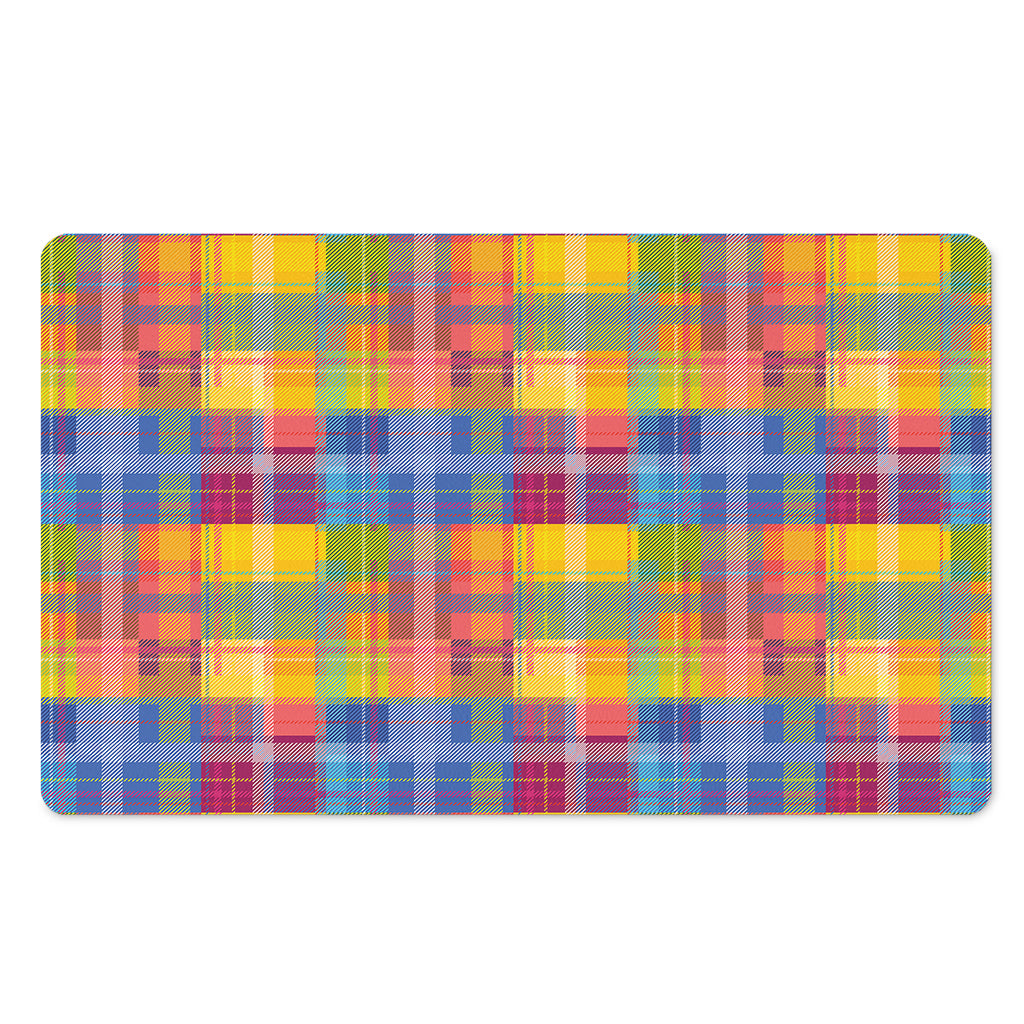 Rainbow Plaid Pattern Print Polyester Doormat