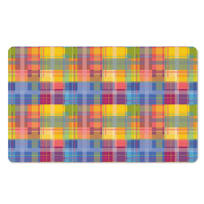 Rainbow Plaid Pattern Print Polyester Doormat
