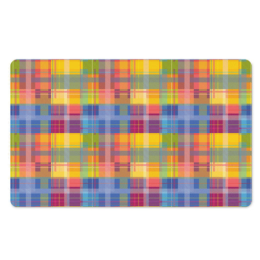 Rainbow Plaid Pattern Print Polyester Doormat