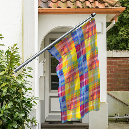 Rainbow Plaid Pattern Print Polyester Flag