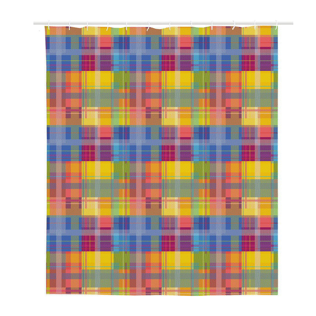 Rainbow Plaid Pattern Print Polyester Shower Curtain