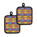 Rainbow Plaid Pattern Print Pot Holders