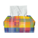 Rainbow Plaid Pattern Print Rectangle Tissue Box Cover