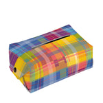 Rainbow Plaid Pattern Print Rectangle Tissue Box Cover