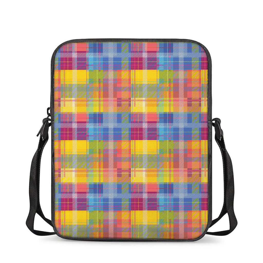 Rainbow Plaid Pattern Print Rectangular Crossbody Bag
