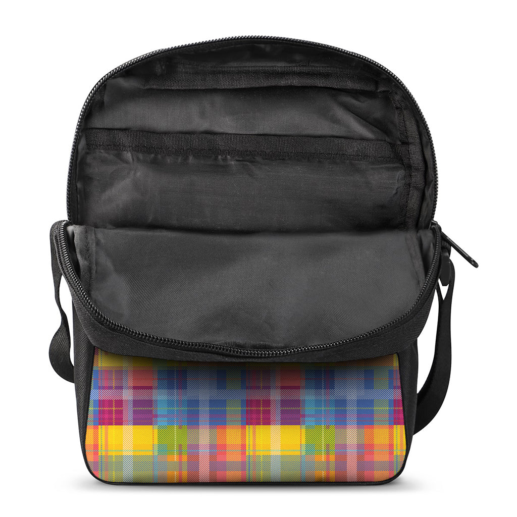 Rainbow Plaid Pattern Print Rectangular Crossbody Bag