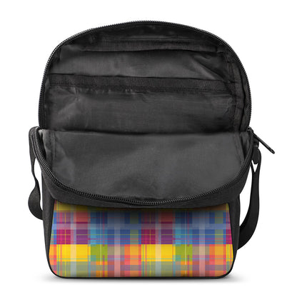 Rainbow Plaid Pattern Print Rectangular Crossbody Bag