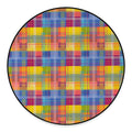 Rainbow Plaid Pattern Print Round Floor Mat