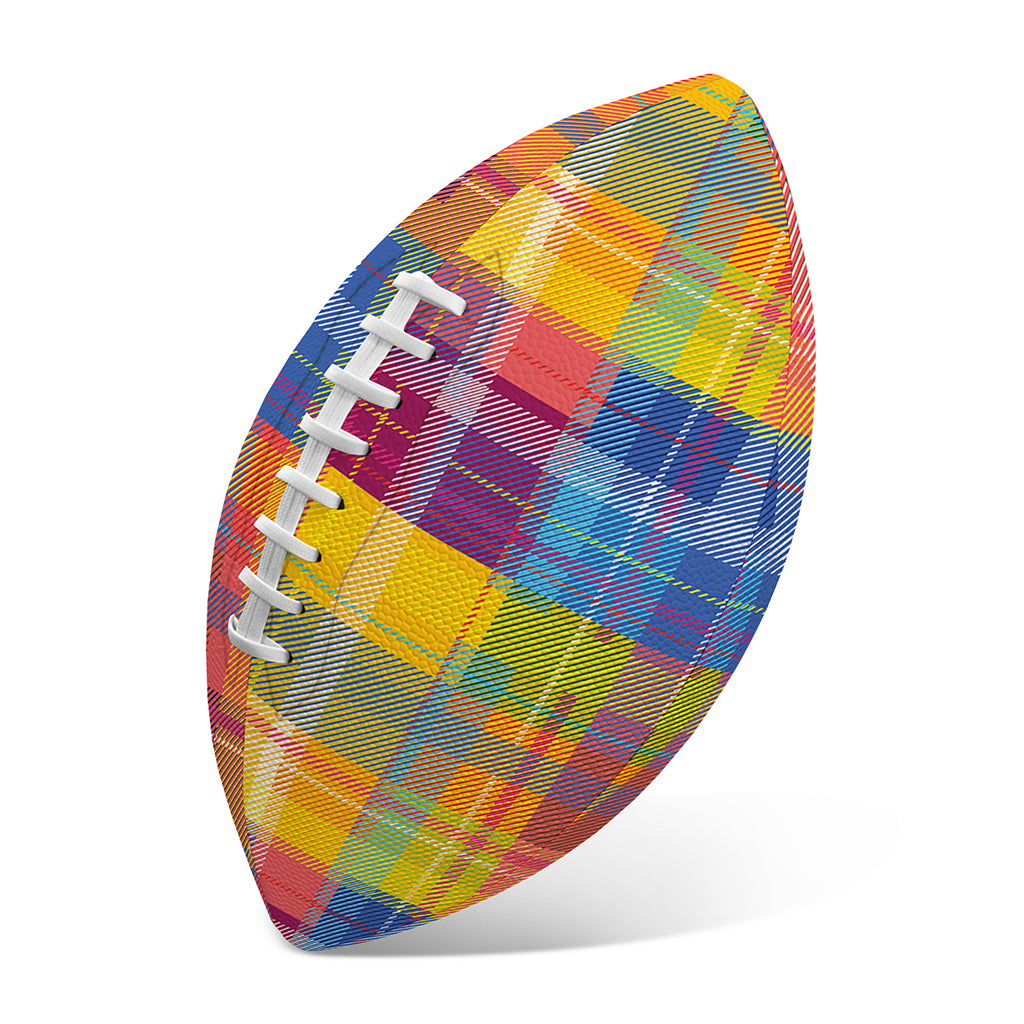 Rainbow Plaid Pattern Print Rugby Ball