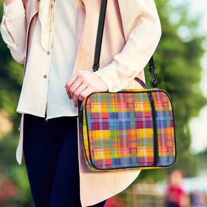 Rainbow Plaid Pattern Print Shoulder Strap Bible Bag